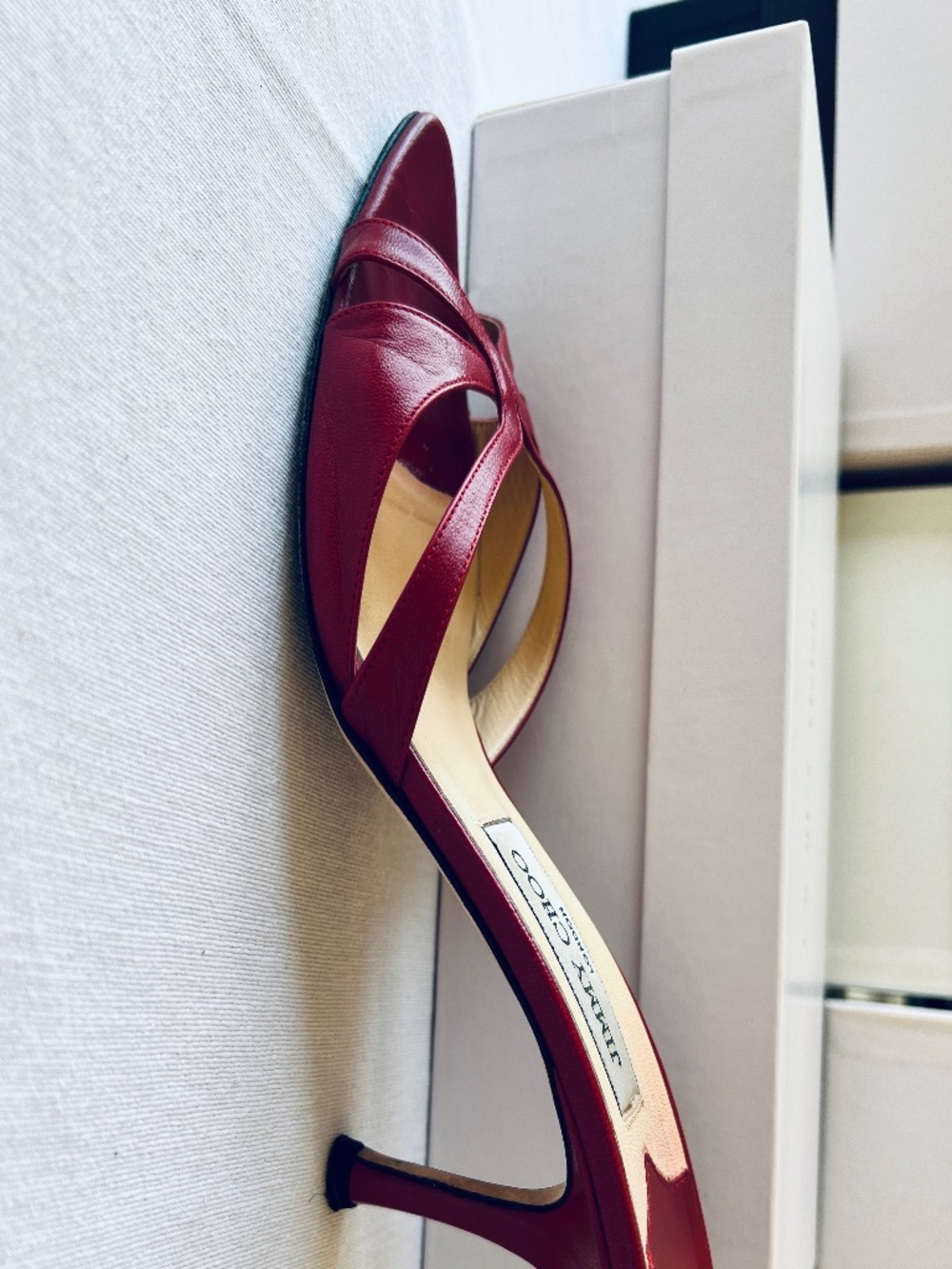 Vintage Jimmy Choo Red Leather Heels 38.5 (8.5) - Picture 2 of 4